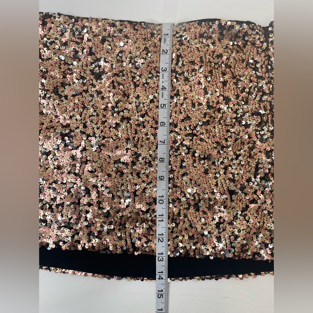 NWT Free People Annalise Sequin Slit Hem Gold Mini Skirt Size 10 - Picture 13 of 13